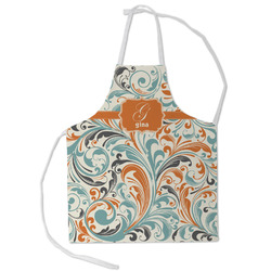 Orange & Blue Leafy Swirls Kid's Apron - Small (Personalized)