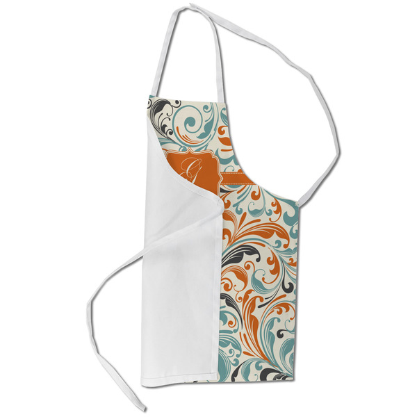 Orange & Blue Leafy Swirls Kid's Aprons - Small - Main
