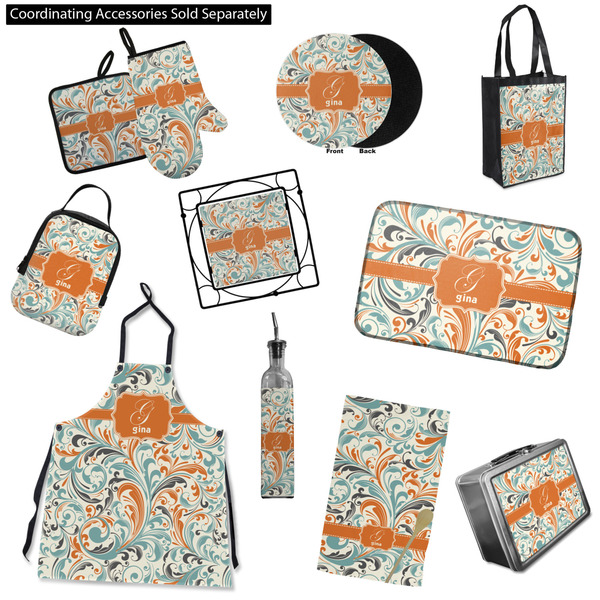 Orange & Blue Leafy Swirls Kitchen Accessories & Decor