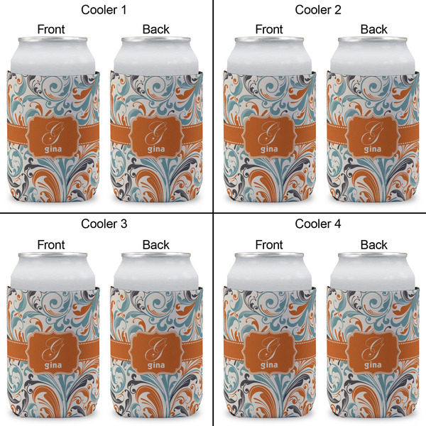 Orange & Blue Leafy Swirls Can Sleeve (Approval)