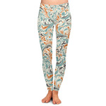 Orange & Blue Leafy Swirls Ladies Leggings - Extra Small