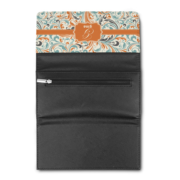 Orange & Blue Leafy Swirls Ladies Wallet  (Personalized Opt)