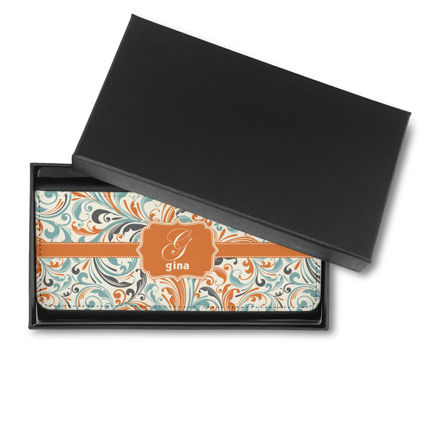 Orange & Blue Leafy Swirls Ladies Wallet - in box