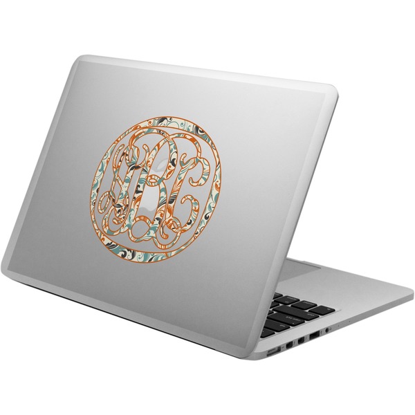 Custom Orange & Blue Leafy Swirls Laptop Decal (Personalized)