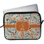 Orange & Blue Leafy Swirls Laptop Sleeve / Case - 13" (Personalized)