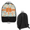 Orange & Blue Leafy Swirls Large Backpack - Black - Front & Back View