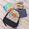 Orange & Blue Leafy Swirls Large Backpack - Black - With Stuff