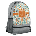 Orange & Blue Leafy Swirls Backpack - Grey (Personalized)