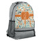 Orange & Blue Leafy Swirls Large Backpack - Gray - Angled View