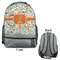 Orange & Blue Leafy Swirls Large Backpack - Gray - Front & Back View