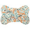 Orange & Blue Leafy Swirls Bone Shaped Dog Food Mat (Large) (Personalized)