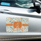Orange & Blue Leafy Swirls Large Rectangle Car Magnets- In Context