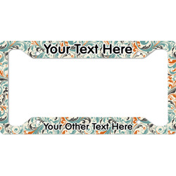 Orange & Blue Leafy Swirls License Plate Frame (Personalized)