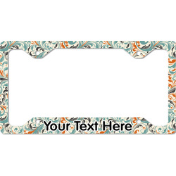 Orange & Blue Leafy Swirls License Plate Frame - Style C (Personalized)