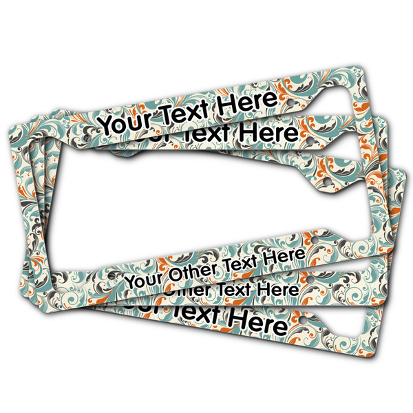 Orange & Blue Leafy Swirls License Plate Frames - (PARENT MAIN)