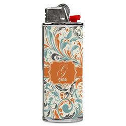 Orange & Blue Leafy Swirls Case for BIC Lighters (Personalized)