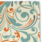 Orange & Blue Leafy Swirls Linen Placemat - DETAIL