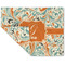 Orange & Blue Leafy Swirls Linen Placemat - Folded Corner (double side)