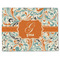 Orange & Blue Leafy Swirls Linen Placemat - Front