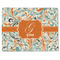 Orange & Blue Leafy Swirls Single-Sided Linen Placemat - Single w/ Name and Initial