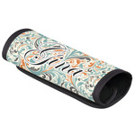 Orange & Blue Leafy Swirls Luggage Handle Cover (Personalized)