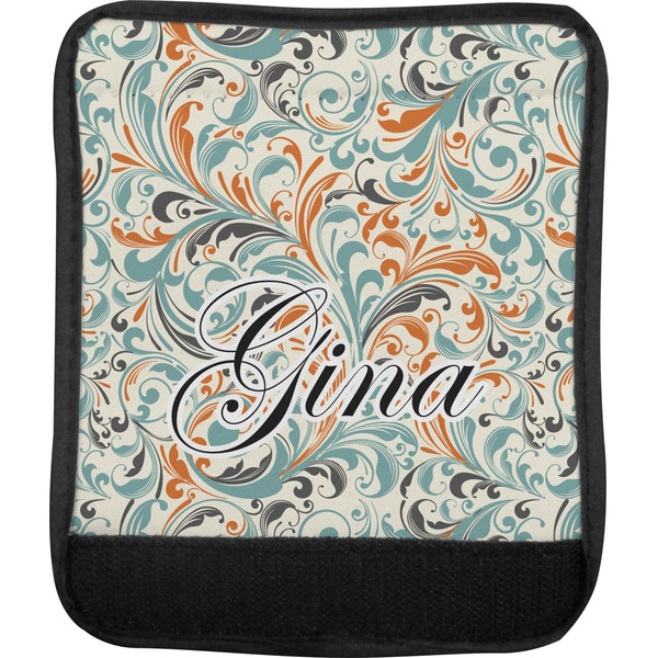 Orange & Blue Leafy Swirls Luggage Handle Wrap (Approval)
