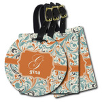 Orange & Blue Leafy Swirls Plastic Luggage Tag (Personalized)