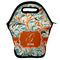Orange & Blue Leafy Swirls Lunch Bag - Front