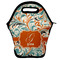 Orange & Blue Leafy Swirls Lunch Bag w/ Name and Initial