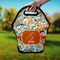 Orange & Blue Leafy Swirls Lunch Bag - Hand
