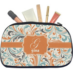 Orange & Blue Leafy Swirls Makeup / Cosmetic Bag - Medium (Personalized)