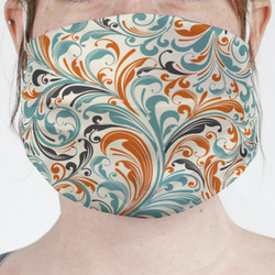 Orange & Blue Leafy Swirls Face Mask Cover