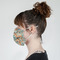 Orange & Blue Leafy Swirls Mask - Side View on Girl