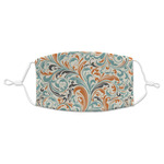 Orange & Blue Leafy Swirls Adult Cloth Face Mask