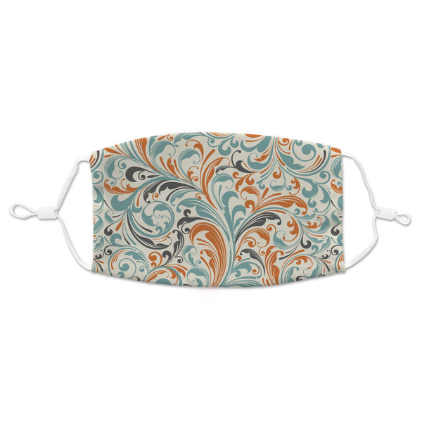 Custom Orange & Blue Leafy Swirls Adult Cloth Face Mask