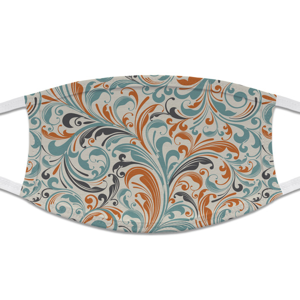 Custom Orange & Blue Leafy Swirls Cloth Face Mask (T-Shirt Fabric)