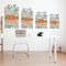 Orange & Blue Leafy Swirls Matte Poster - Sizes