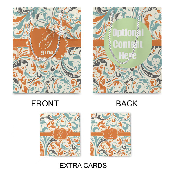 Orange & Blue Leafy Swirls Medium Gift Bag - Approval