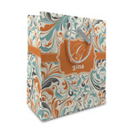 Orange & Blue Leafy Swirls Medium Gift Bag (Personalized)