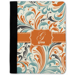 Orange & Blue Leafy Swirls Notebook Padfolio w/ Name and Initial