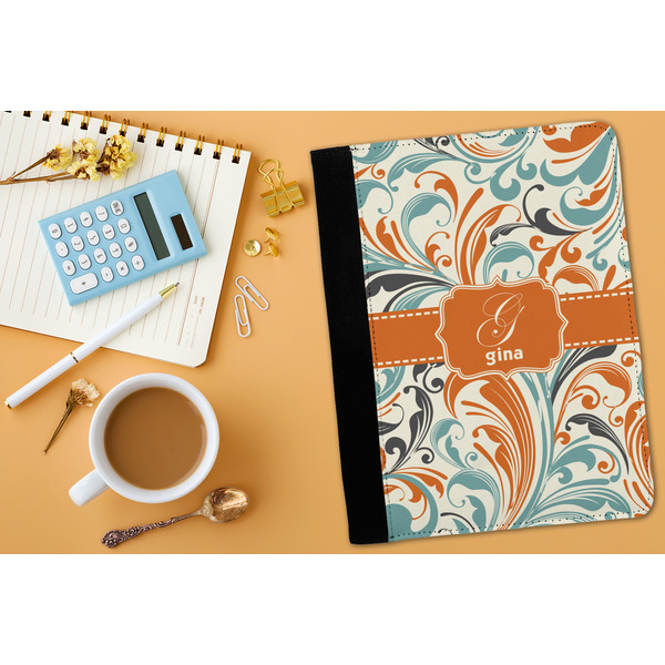 Orange & Blue Leafy Swirls Medium Padfolio - LIFESTYLE (adult)