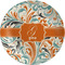 Orange & Blue Leafy Swirls Melamine Plate 8 inches