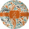 Orange & Blue Leafy Swirls Melamine Salad Plate - 8" (Personalized)