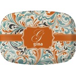 Orange & Blue Leafy Swirls Melamine Platter (Personalized)