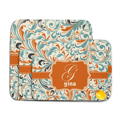Orange & Blue Leafy Swirls Memory Foam Bath Mat (Personalized)