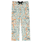 Orange & Blue Leafy Swirls Mens Pajama Pants - XL