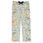 Orange & Blue Leafy Swirls Mens Pajama Pants - S