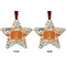 Orange & Blue Leafy Swirls Metal Star Ornament - Front and Back