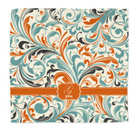 Orange & Blue Leafy Swirls Microfiber Dish Rag (Personalized)