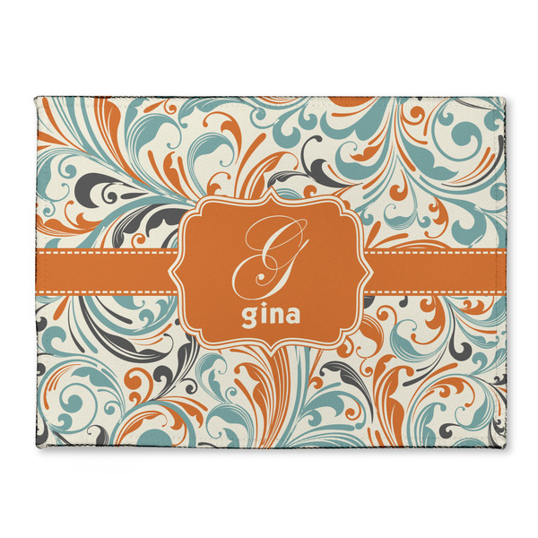 Custom Orange & Blue Leafy Swirls Microfiber Screen Cleaner (Personalized)
